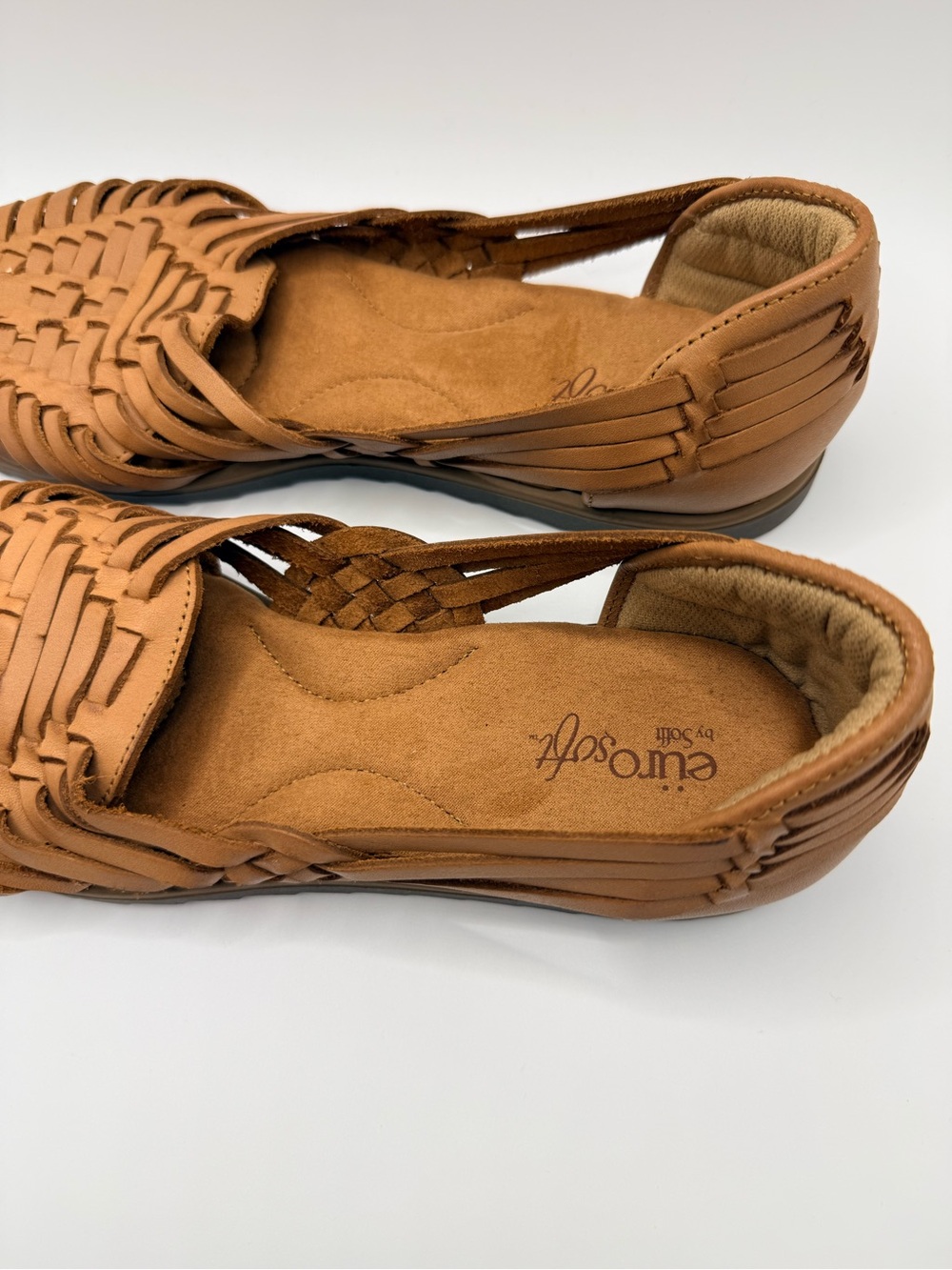 EUROSOFT by Sofft Ranie Slip On Tan Leather Hurache Flats Women’s Size 8 - Picture 2 of 9